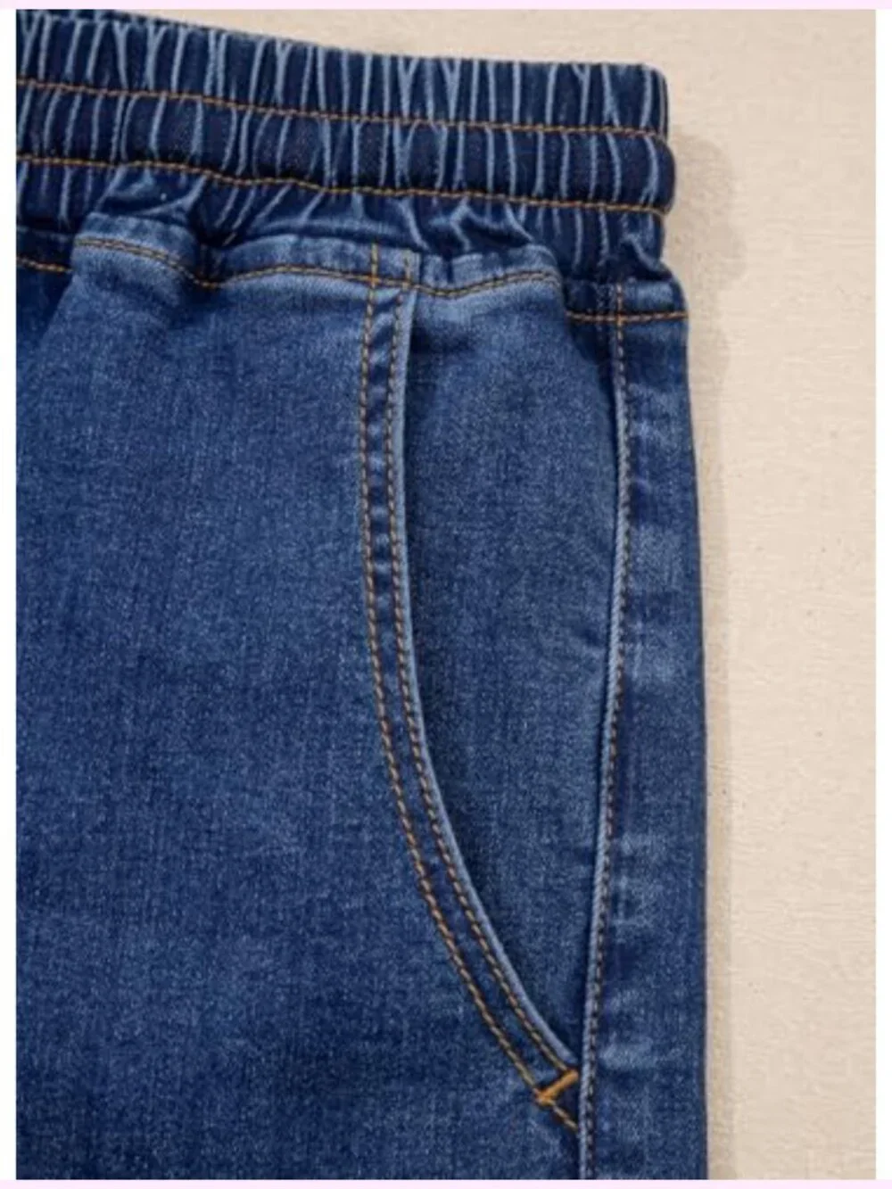Women's High Waisted Baggy Jean Shorts, Drawstring Elastic Stretch Denim Shorts
